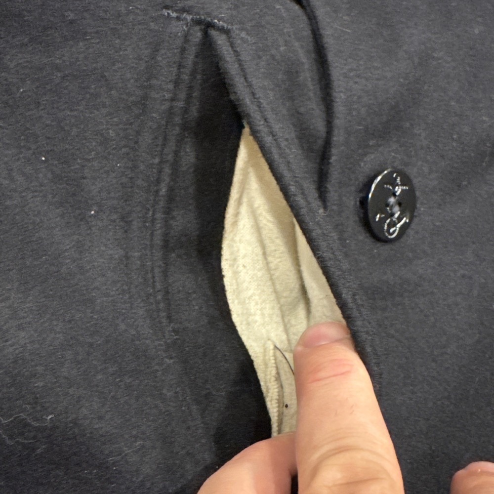 Vintage US Navy 100% Wool Pea Coat Black USN Jacket Overcoat Whaling USA 80s 42R - Picture 8 of 9